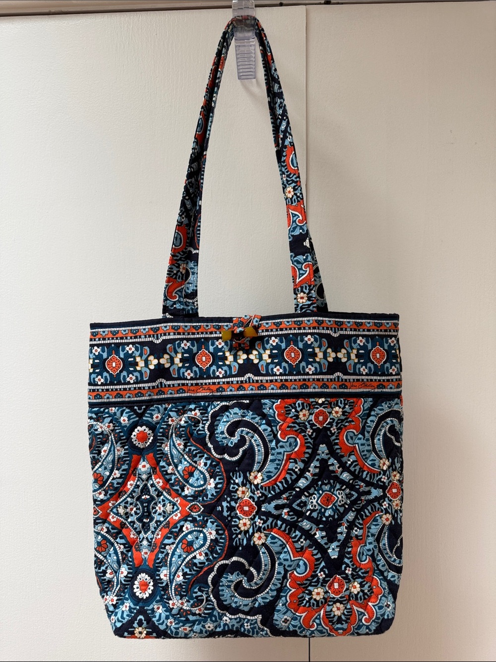 Vera Bradley Marrakesh Navy, Blue and Orange Quilted Paisley Tote